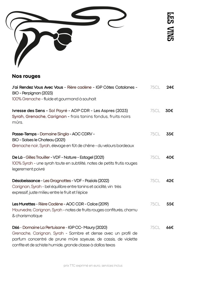 Carte des Vins