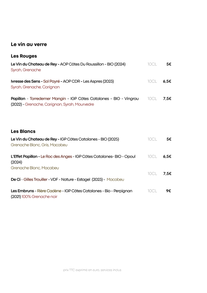 Carte des Vins