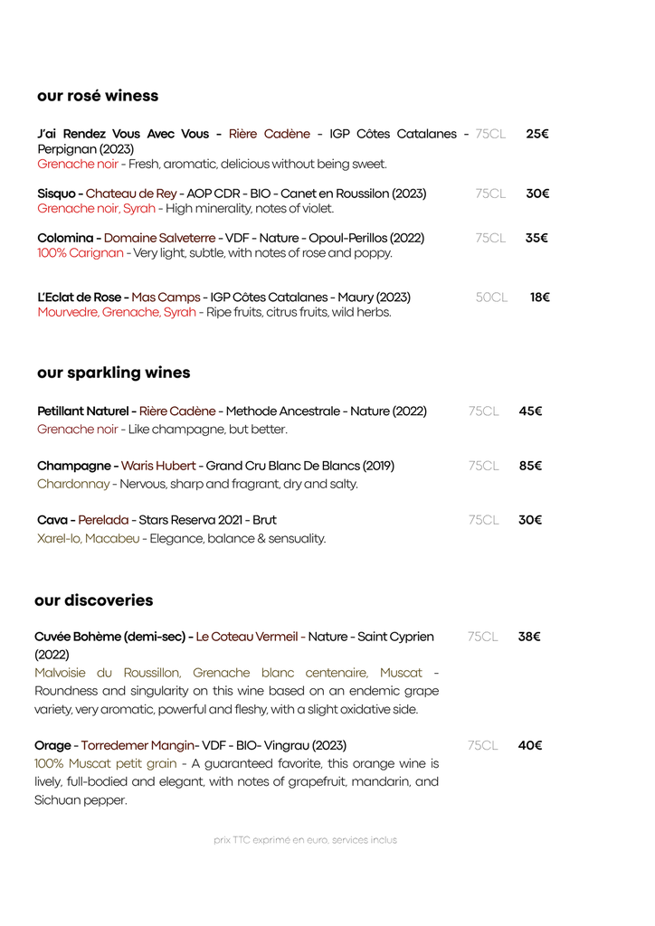 Carte des Vins