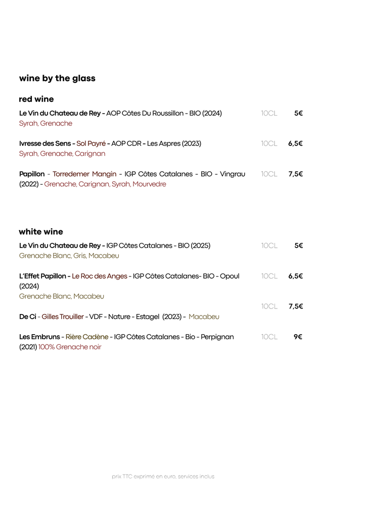 Carte des Vins