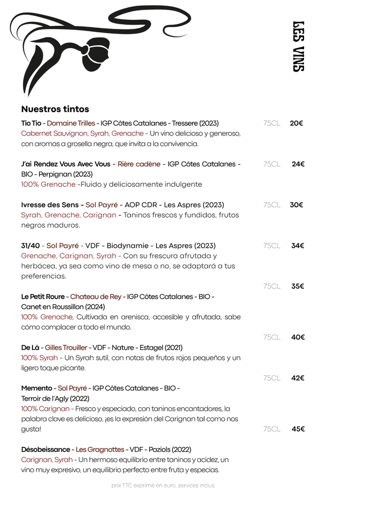 Carte des Vins
