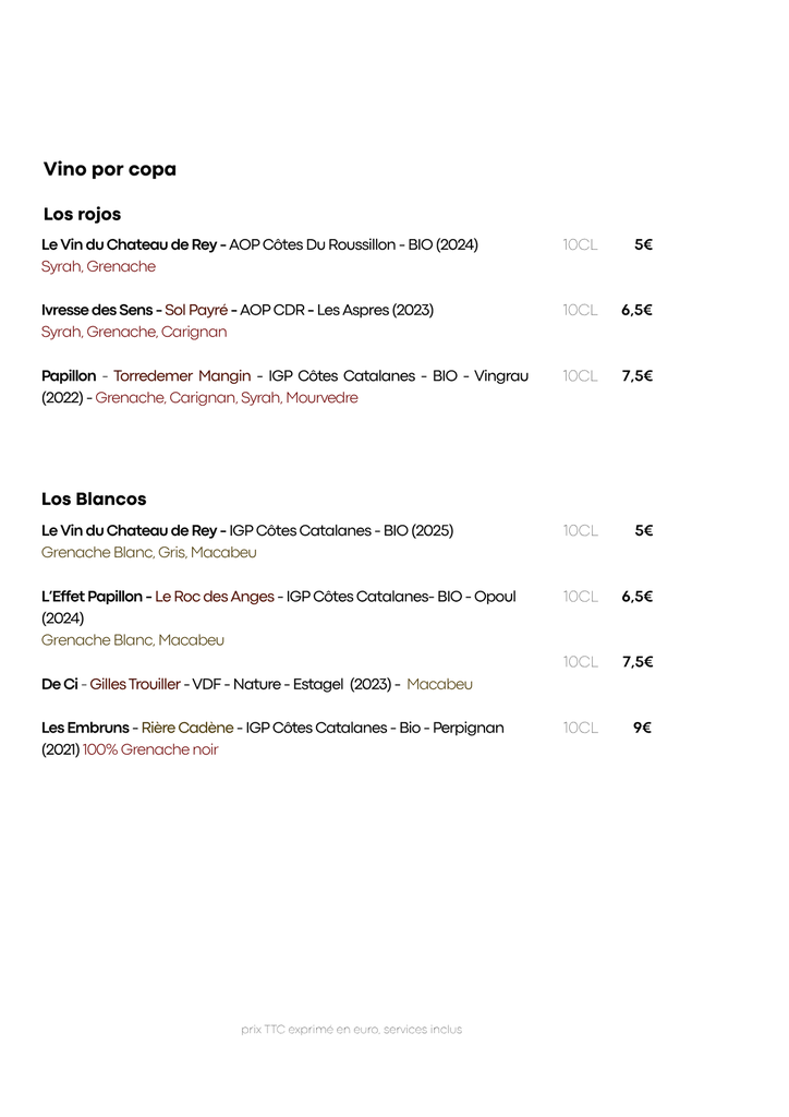 Carte des Vins