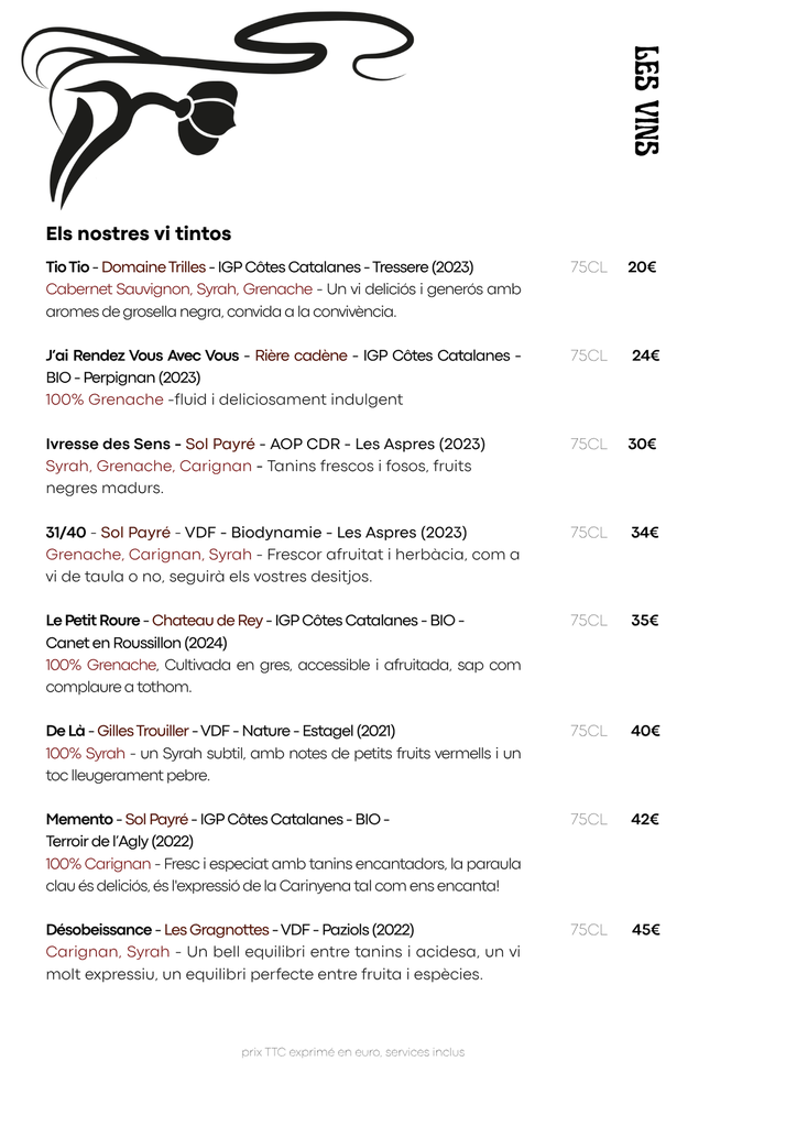 Carte des Vins