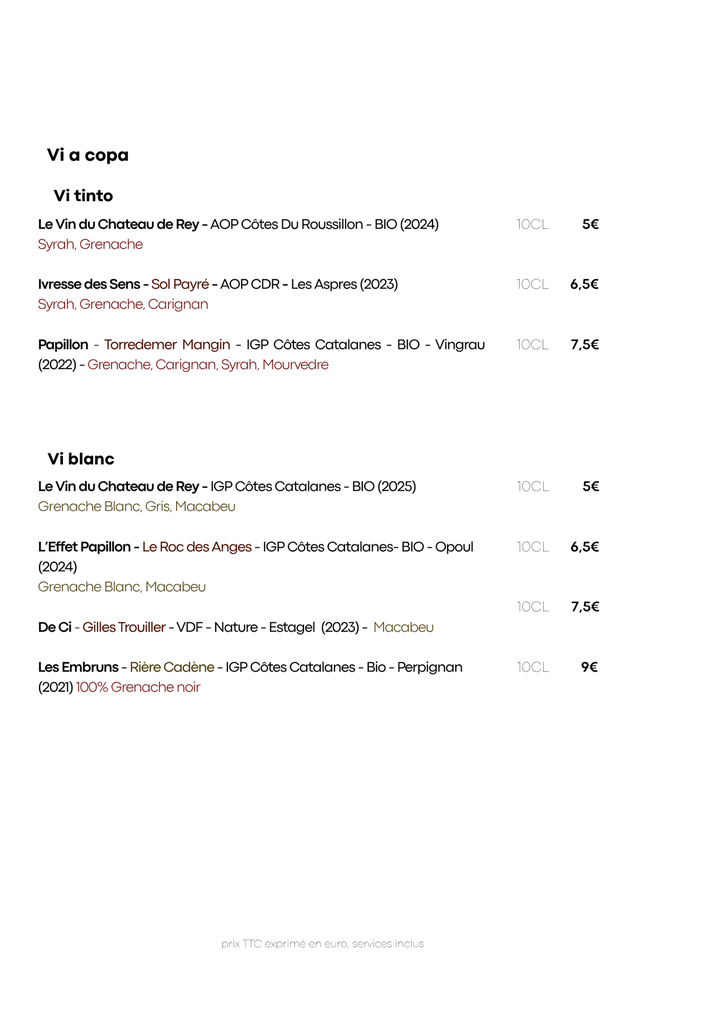 Carte des Vins